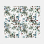 水の色の冬コットンパインクリスマス フリースブランケット (正面(横))