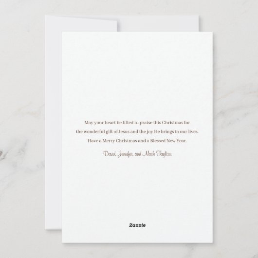 水の色の出生シーン宗教クリスマス シーズンカード (裏面)