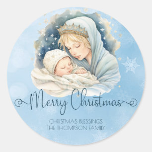 水の色の出生シーン宗教クリスマス ラウンドシール