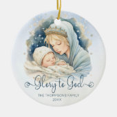 水の色の出生シーン栄光へ神のクリスマス セラミックオーナメント (正面)