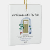 水の色の初めてのクリスマスを私たちの新しい家 セラミックオーナメント (右)
