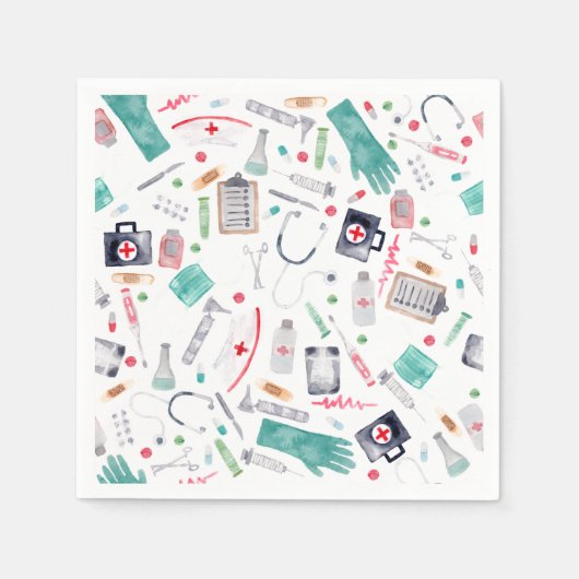 水の色の医療用品 スタンダードカクテルナプキン (正面)