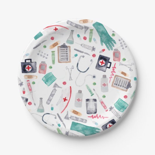 水の色の医療用品 ペーパープレート (正面)