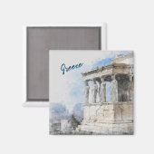 水の色の古代の遺跡の磁石 – アテネギリシャ マグネット (正面/裏面)