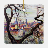 水の色の古代フランスの決済ルクセンブルク セラミックオーナメント (裏面)