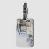 水の色の古代遺跡アテネギリシャの荷物タグ ラゲッジタグ (正面縦)