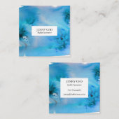 水の色の名刺の青を渦巻き状に飛ばす スクエア名刺 (正面/裏面)