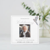 水の色の喪の鳩お祝いの写真 招待状 (スタンド正面)