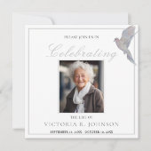 水の色の喪の鳩お祝いの写真 招待状 (正面)