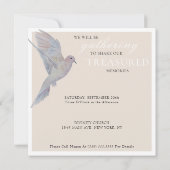 水の色の喪の鳩お祝いの写真 招待状 (裏面)