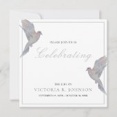 水の色の喪の鳩のお祝いの生活 招待状 (正面)