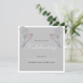 水の色の喪の鳩のお祝いの生活 招待状 (スタンド正面)