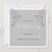 水の色の喪の鳩のお祝いの生活 招待状 (正面)