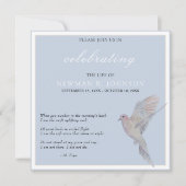 水の色の喪の鳩のお祝いの生活 招待状 (正面)