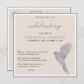 水の色の喪の鳩のお祝いの生活 招待状 (正面/裏面)