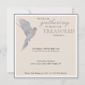 水の色の喪の鳩のお祝いの生活 招待状 (裏面)