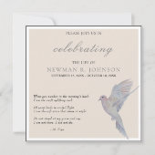 水の色の喪の鳩のお祝いの生活 招待状 (正面)