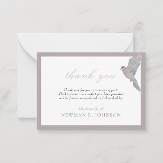 水の色の喪ハト記念ありがとう ノートカード (正面)