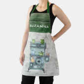 水の色の国のキッチングリーンパーソナライズされた名 エプロン (インサイチュ)