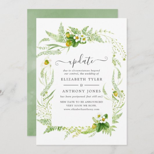 水の色の国の素朴緑の結婚更新 招待状 (正面/裏面)