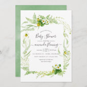 水の色の国の緑素朴の赤ちゃんシャワー 招待状 (正面/裏面)