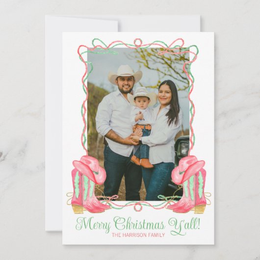 水の色の国クリスマスカウボーイブーツ写真 シーズンカード (正面)