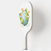 水の色の地球 – 自然エレメンと漫画の地球 ピックルボールラケット (左)