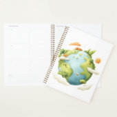 水の色の地球 – 自然エレメンと漫画の地球 プランナー手帳 (ディスプレー)