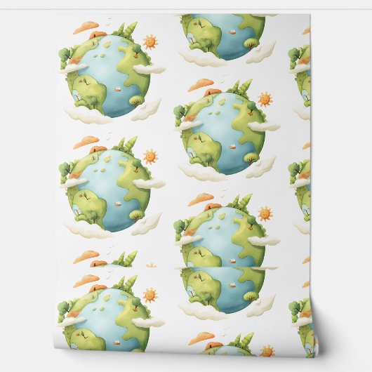 水の色の地球 – 自然エレメンと漫画の地球 壁紙 (ほどく)