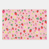 水の色の夏のイチゴのギフトラップ ラッピングペーパーシート (正面3)