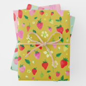 水の色の夏のイチゴのギフトラップ ラッピングペーパーシート (インサイチュ)