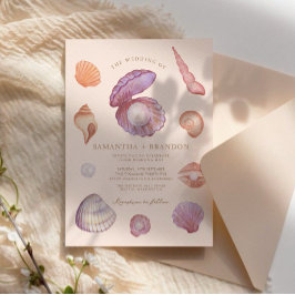 水の色の夏の海シーシェルパール結婚ズ 招待状