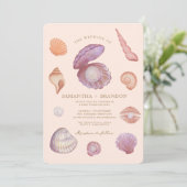 水の色の夏の海シーシェルパール結婚ズ 招待状 (スタンド正面)