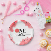 水の色の夏の1メロンレッドスイカ ペーパープレート (パーティー)