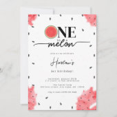 水の色の夏の1メロンレッドスイカ 招待状 (正面)