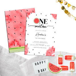 水の色の夏の1メロンレッドスイカ 招待状