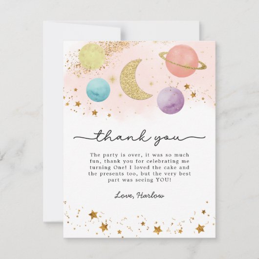 水の色の外側のスペース2ザムーンサンキューカード サンキューカード (正面)