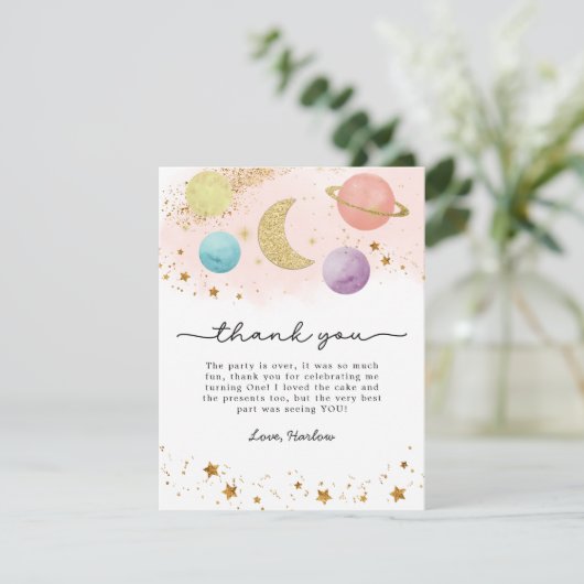 水の色の外側のスペース2ザムーンサンキューカード サンキューカード (スタンド正面)