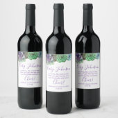 水の色の多肉乳児シャワーワインラベル ワインラベル (ボトル)