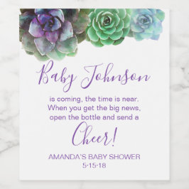 水の色の多肉乳児シャワーワインラベル ワインラベル