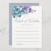 水の色の多肉乳母の赤ちゃんシャワーのためのアドバイス 招待状 (正面/裏面)