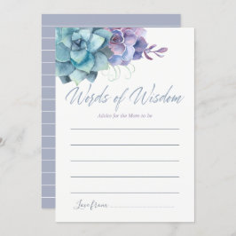 水の色の多肉乳母の赤ちゃんシャワーのためのアドバイス 招待状