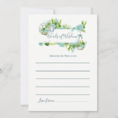 水の色の多肉乳母の赤ちゃんシャワーのためのアドバイス 招待状 (正面)