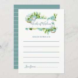 水の色の多肉乳母の赤ちゃんシャワーのためのアドバイス 招待状