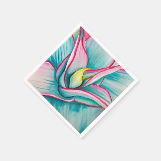 水の色の多肉性のアー素晴らしト スタンダードカクテルナプキン (角)