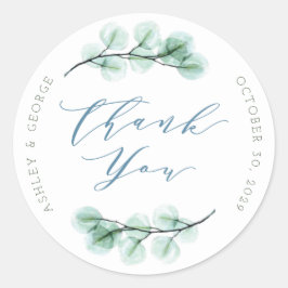 水の色の多肉質ガーデンシック結婚の感謝の気持ち ラウンドシール