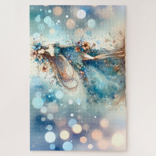 水の色の夢の中のエーテルのファンタジー女神 ジグソーパズル (縦)