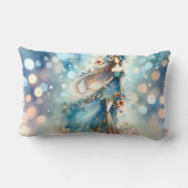 水の色の夢の中のエーテルのファンタジー女神 ランバークッション (裏面)