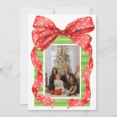 水の色の大きな赤い弓プレゼントクリスマスフォト シーズンカード (正面)