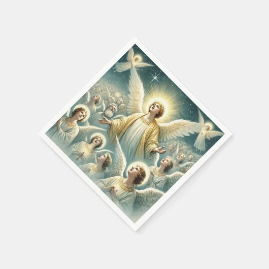 水の色の天上の天使のホスト離れ スタンダードカクテルナプキン (角)